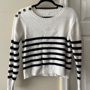 Emory Park cropped striped sweater with decorative buttons